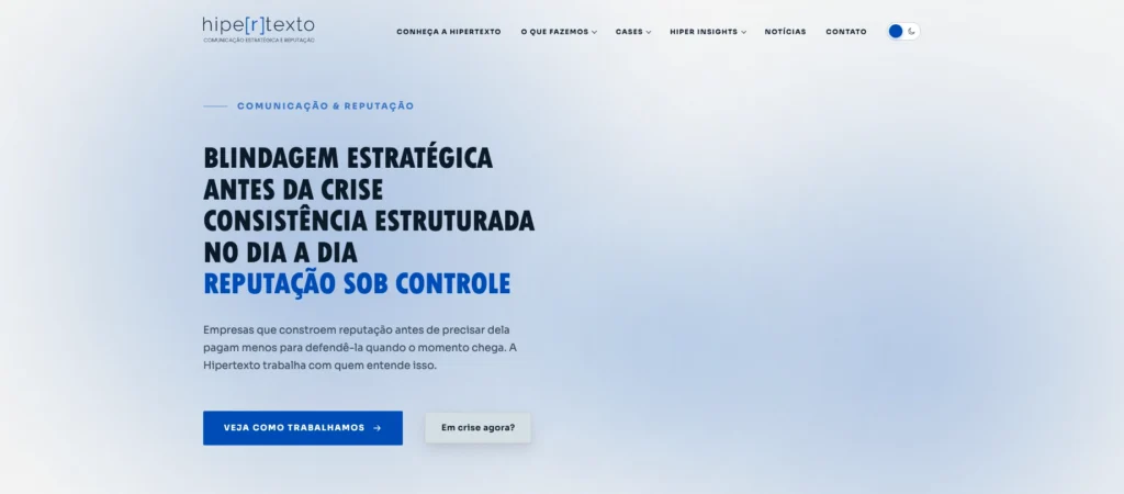 Página inicial do site Hipertexto